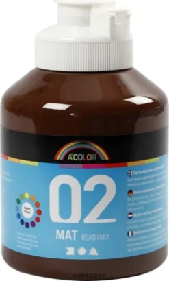 A-Color - Skole Akrylmaling - Mat - Brun - 500 ML