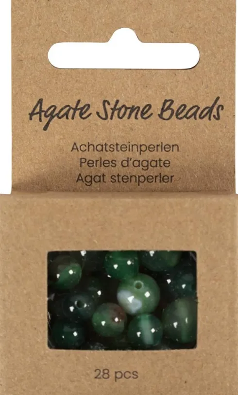 Agat Perler - Klar Grøn - Hulstr. 0,9-1 MM - 28 Stk