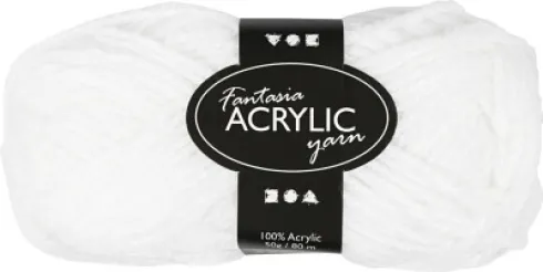 Akrylgarn - L 80 M - Hvid - 50 G