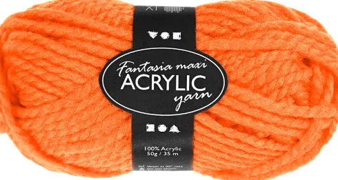 Akrylgarn - L 35 M - Maxi - Neon Orange - 50 G