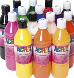 Akrylmaling - Blank - 500 ML - 15 Stk - Assorteret