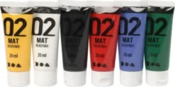 Akrylmaling - Mat - Assorterede Farver - 02 - 6X20Ml - A-Color
