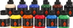 Akrylmaling Sæt - Vandbaseret - Halvblank - Standardfarver - 12X500 ML
