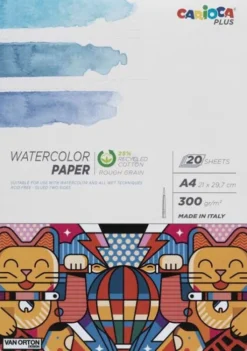 Akvarelblok - A4 - Watercolor Paper - 20 Sider - Carioca Plus
