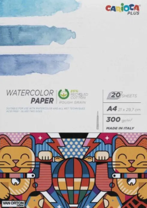 Akvarelblok - A4 - Watercolor Paper - 20 Sider - Carioca Plus