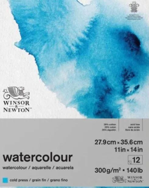 Akvarelpapir - 27,9 X 35,6 CM - Cold Press - Winsor & Newton - 12 Ark
