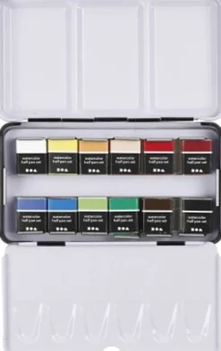Art Aqua Akvarelfarver - ½-Pan - Str. 10X15X20 MM - Standardfarver - 12 Frv