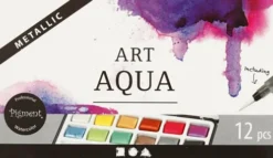 Art Aqua Akvarelfarver - Str. 10X15 MM - Metallicfarver - 12 Frv