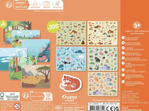 Auzou - Klistermærker - Dyreunger 200 Stk