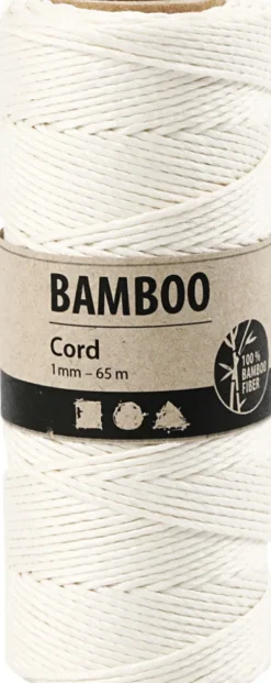 Bambus Snor - Tykkelse 1 MM - Hvid - 65 M