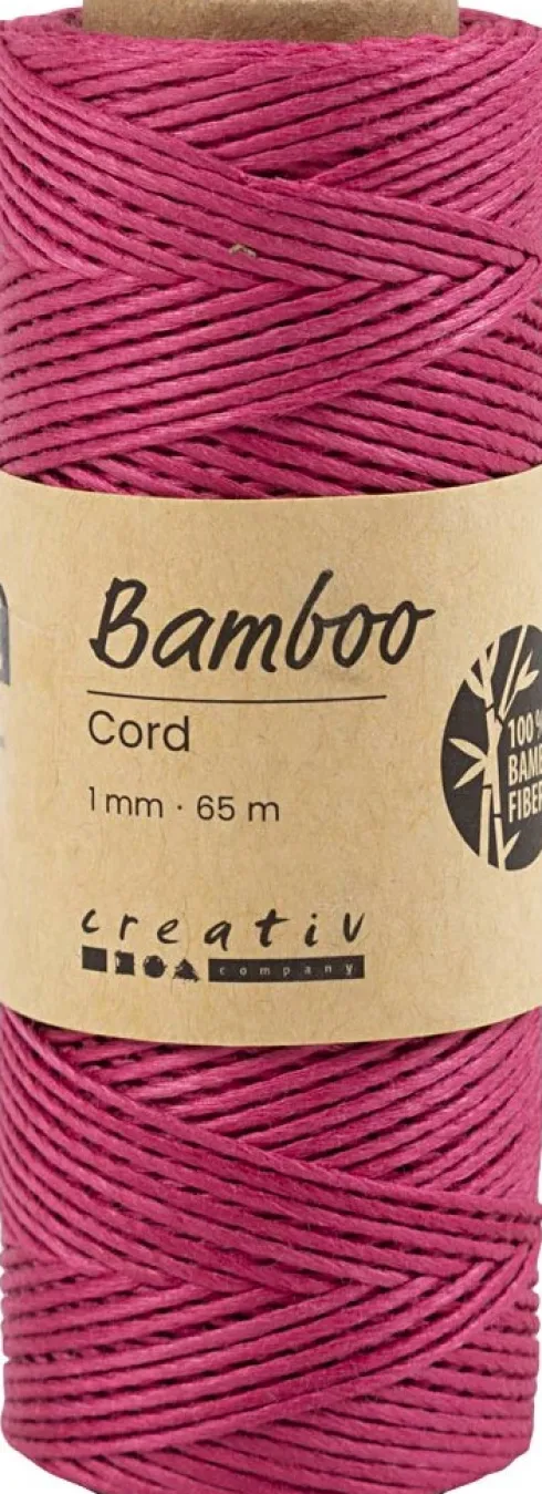 Bambus Snor - Tykkelse 1 MM - Mørk Pink - 65 M