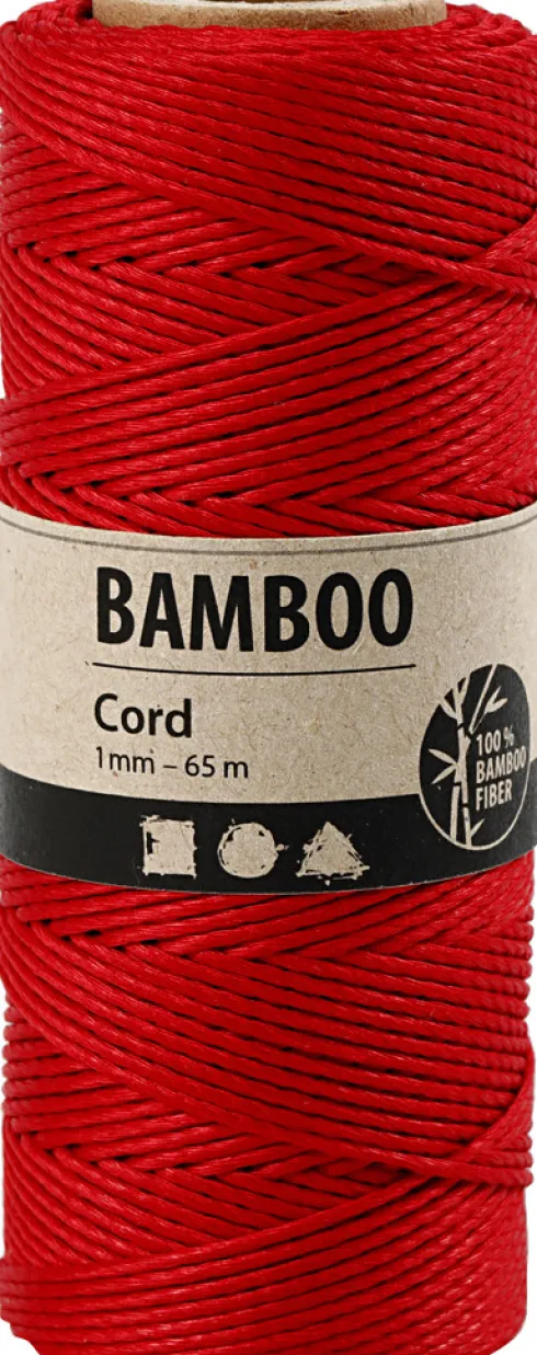 Bambus Snor - Tykkelse 1 MM - Rød - 65 M