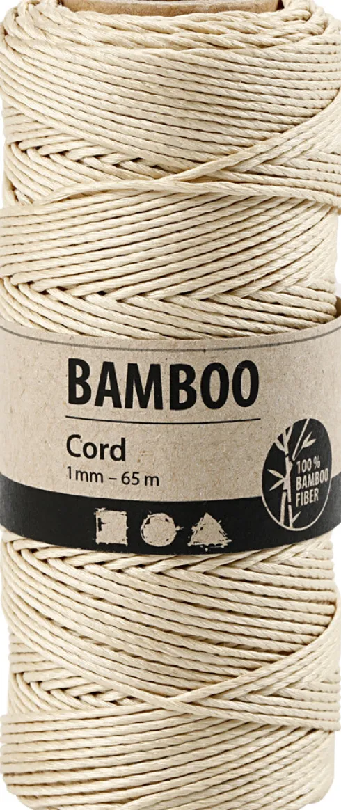 Bambus Snor - Tykkelse 1 MM - Råhvid - 65 M