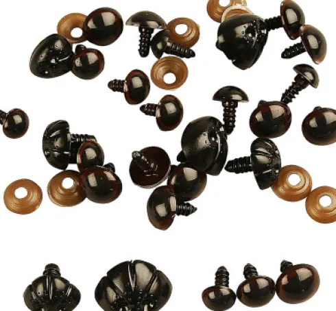 Bamseøjne Og -Snuder - Ø 10+12,5+15 MM - Str. 15+25 MM - 12 Assorterede