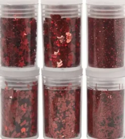 Bio-Glimmer & Pailletter - Rød - 6X7Ml