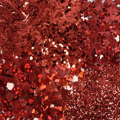 Bio-Glimmer & Pailletter - Rød - 6X7Ml