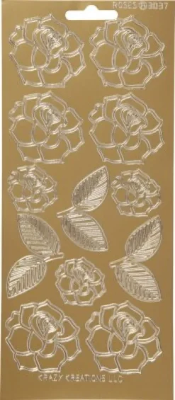 Blomster Klistermærker - Roser - Guld