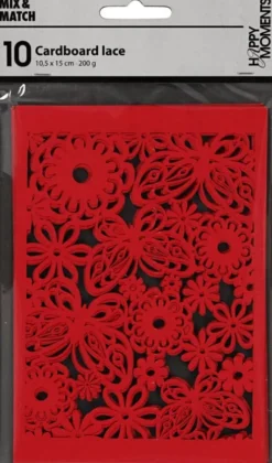 Blondekarton - 10,5X15 CM - 200 G - Rød - 10 Stk