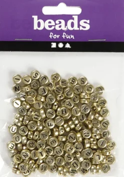 Bogstav Perler - Ø 7 MM - Hulstr. 1,2 MM - Guld - 21 G