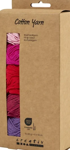 Bomuldsgarn - Nr. 8/4 - L 5X50 M - Lilla/Pink Harmoni - 5X20 G