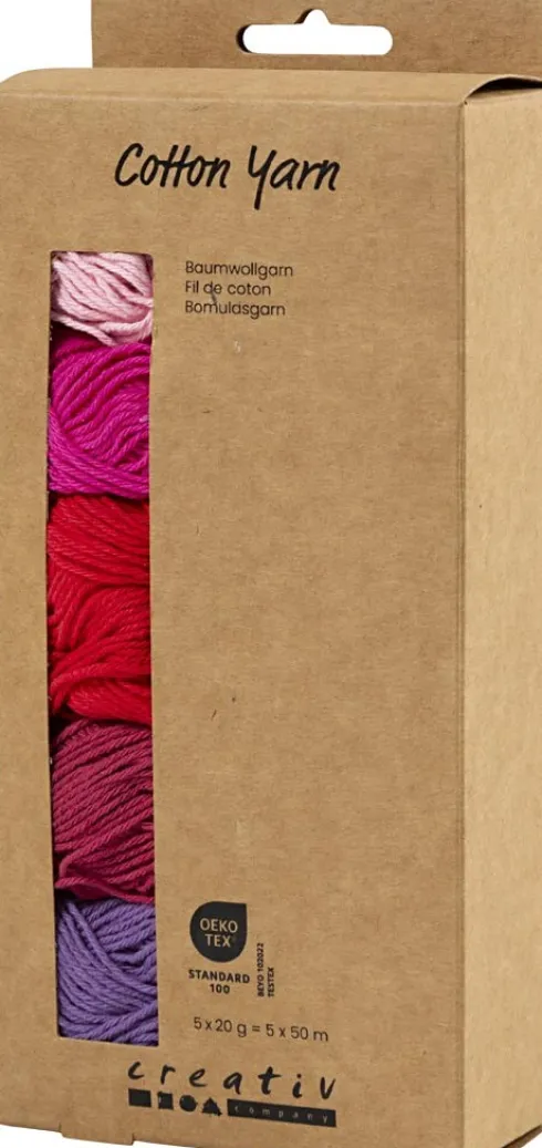 Bomuldsgarn - Nr. 8/4 - L 5X50 M - Lilla/Pink Harmoni - 5X20 G