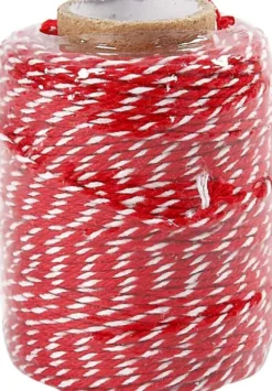Bomuldssnor - Tykkelse 1,1 MM - Rød Hvid - 50 M