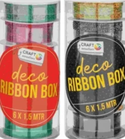 Bredt Gavebånd Sæt - 1,5 M - 6 Stk - Craft Sensations - Assorteret