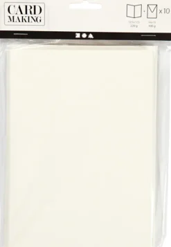 Brevkort - Kort Str. 12,5X17,5 CM - Kuvert Str. 14X19 CM - Råhvid - 10 Sæt