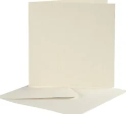 Brevkort - Kort Str. 12,5X12,5 CM - Kuvert Str. 13,5X13,5 CM - Råhvid - 10 Sæt