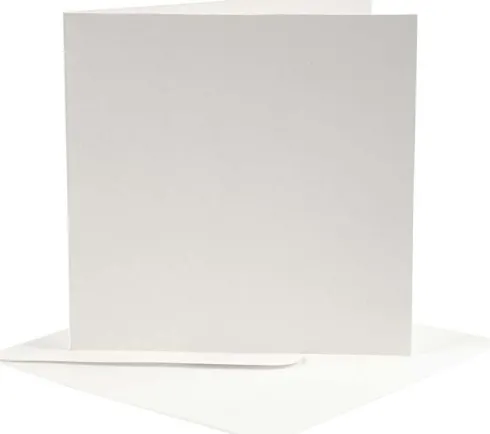 Brevkort - Kort Str. 12,5X12,5 CM - Kuvert Str. 13,5X13,5 CM - Råhvid - 10 Sæt
