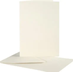 Brevkort - Kort Str. 10,5X15 CM - Kuvert Str. 11,5X16,5 CM - Råhvid - 10 Sæt