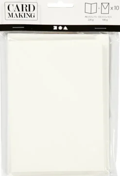 Brevkort - Kort Str. 10,5X15 CM - Kuvert Str. 11,5X16,5 CM - Råhvid - 10 Sæt