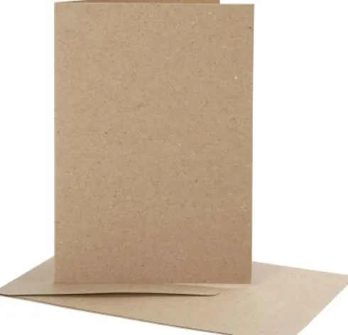 Brevkort Med Kuvert - Kort Str. 10,5X15 CM - Kuvert Str. 11,5X16,5 CM - Natur - 10 Sæt