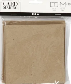 Brevkort Med Kuvert - Kort Str. 12,5X12,5 CM - Kuvert Str. 13,5X13,5 CM - Natur - 10 Sæt