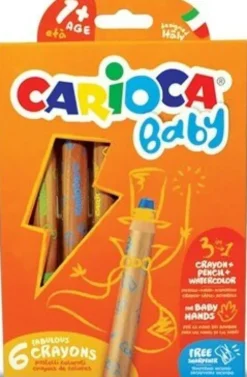 Carioca Baby - 3-I-1 Farvekridt Til Børn - 6 Farver