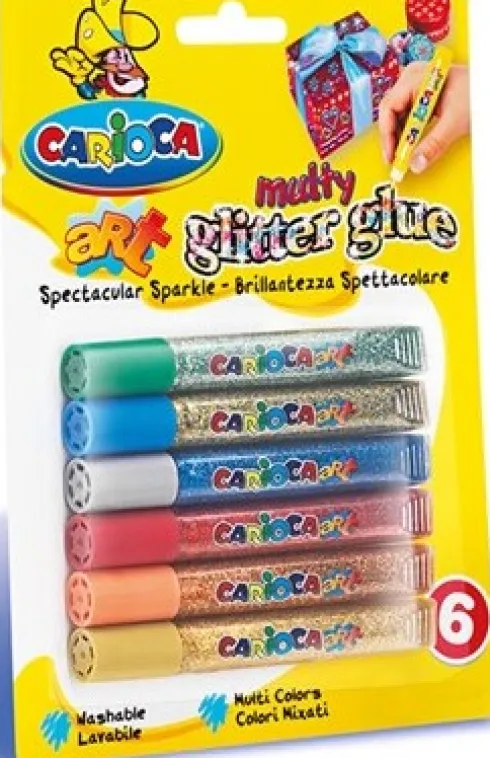 Carioca - Glitter Glue - Glimmer Lim - Mix - 10,5 ML - 6 Farver