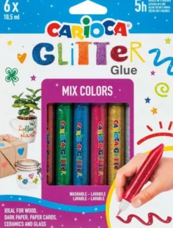Carioca - Glitter Glue - Glimmer Lim - Mix - 10,5 ML - 6 Farver