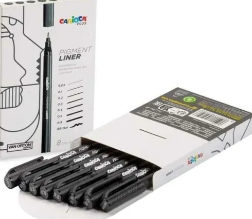 Carioca Plus - Pigment Liner Sæt - Sort - 8 Stk