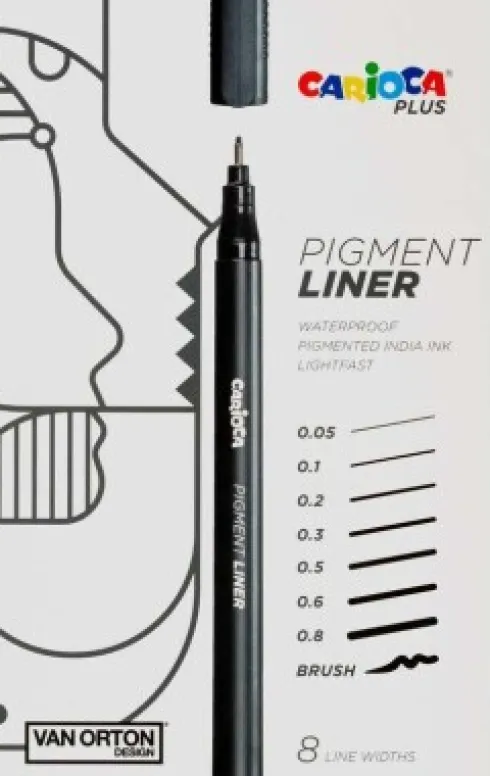 Carioca Plus - Pigment Liner Sæt - Sort - 8 Stk