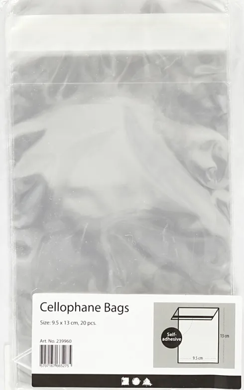 Cellofanposer - H 12,9 CM - B 9,7 CM - Tykkelse 25 My - 20 Stk