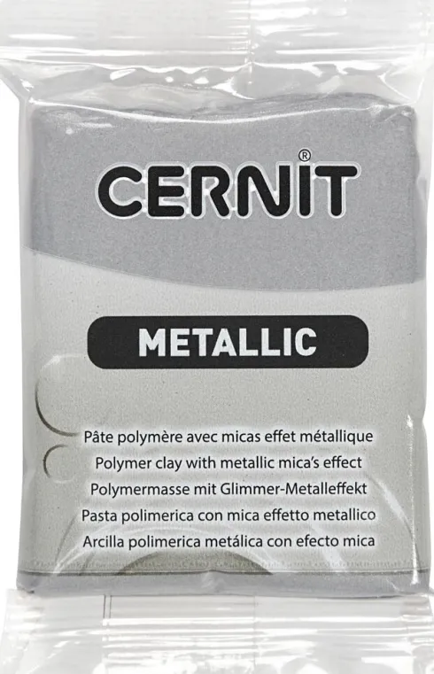 Cernit - Ler - Metallic - Sølv - 080 - 56 G