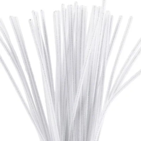 Chenille - L 30 CM - Tykkelse 4 MM - Hvid - 50 Stk