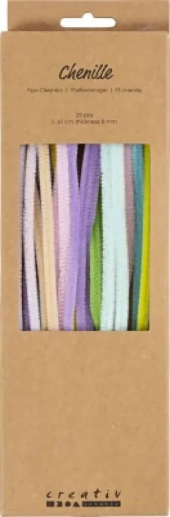 Chenille - L 30 CM - Tykkelse 6 MM - Pastelfarver