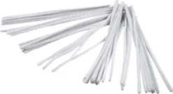 Chenille Piberensere - L 30 CM - Tykkelse 6 MM - Hvid - 50 Stk