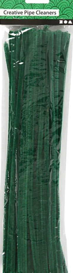 Chenille Piberensere - L 30 CM - Tykkelse 6 MM - Mørk Grøn - 50 Stk