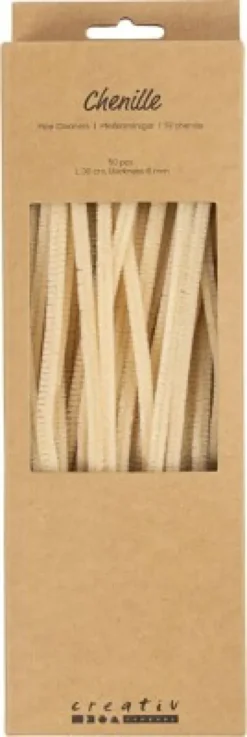 Chenille Piberensere - L 30 CM - Tykkelse 6 MM - Beige - 50 Stk