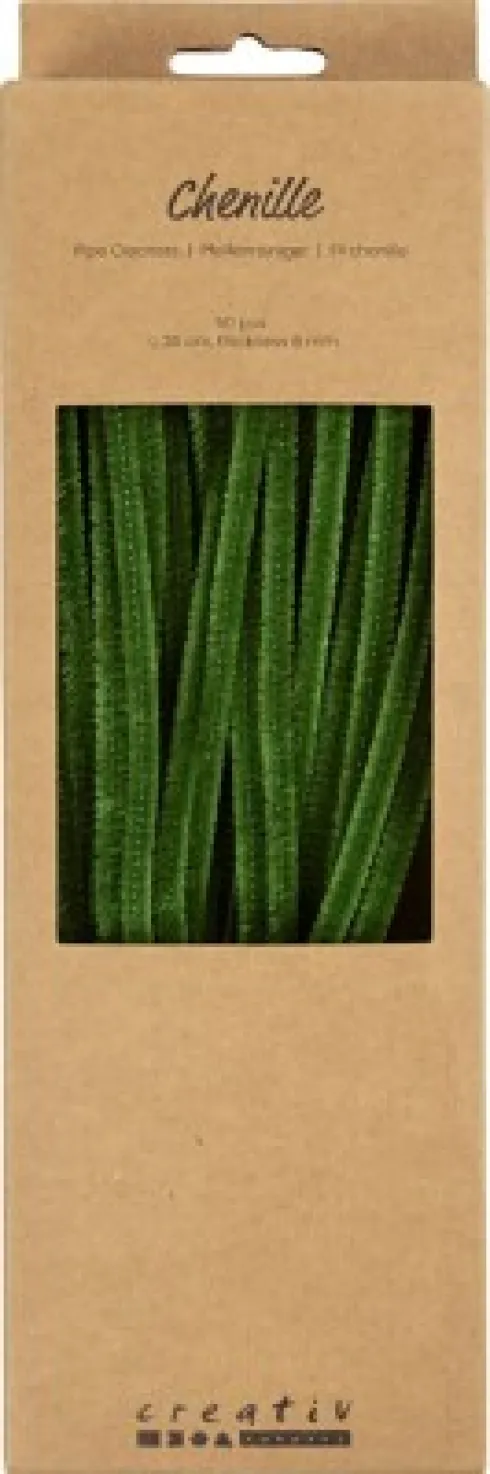 Chenille Piberensere - L 30 CM - Tykkelse 6 MM - Grangrøn - 50 Stk