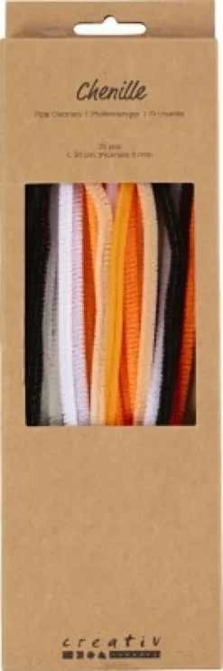 Chenille Piberensere - L 30 CM - Tykkelse 6 MM - Halloweenfarver - 25 Stk