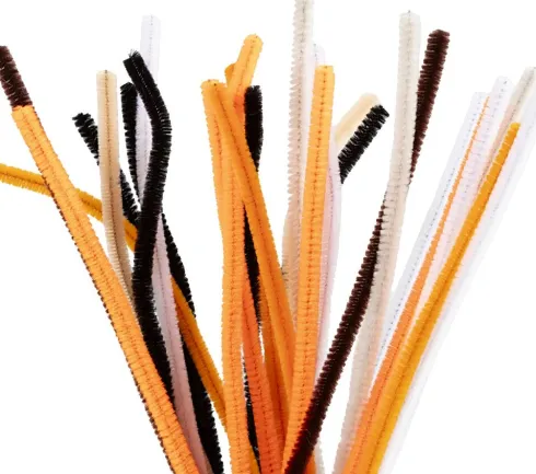 Chenille Piberensere - L 30 CM - Tykkelse 6 MM - Halloweenfarver - 25 Stk