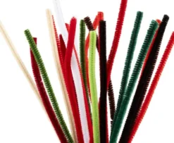 Chenille Piberensere - L 30 CM - Tykkelse 6 MM - Julefarver - 25 Stk